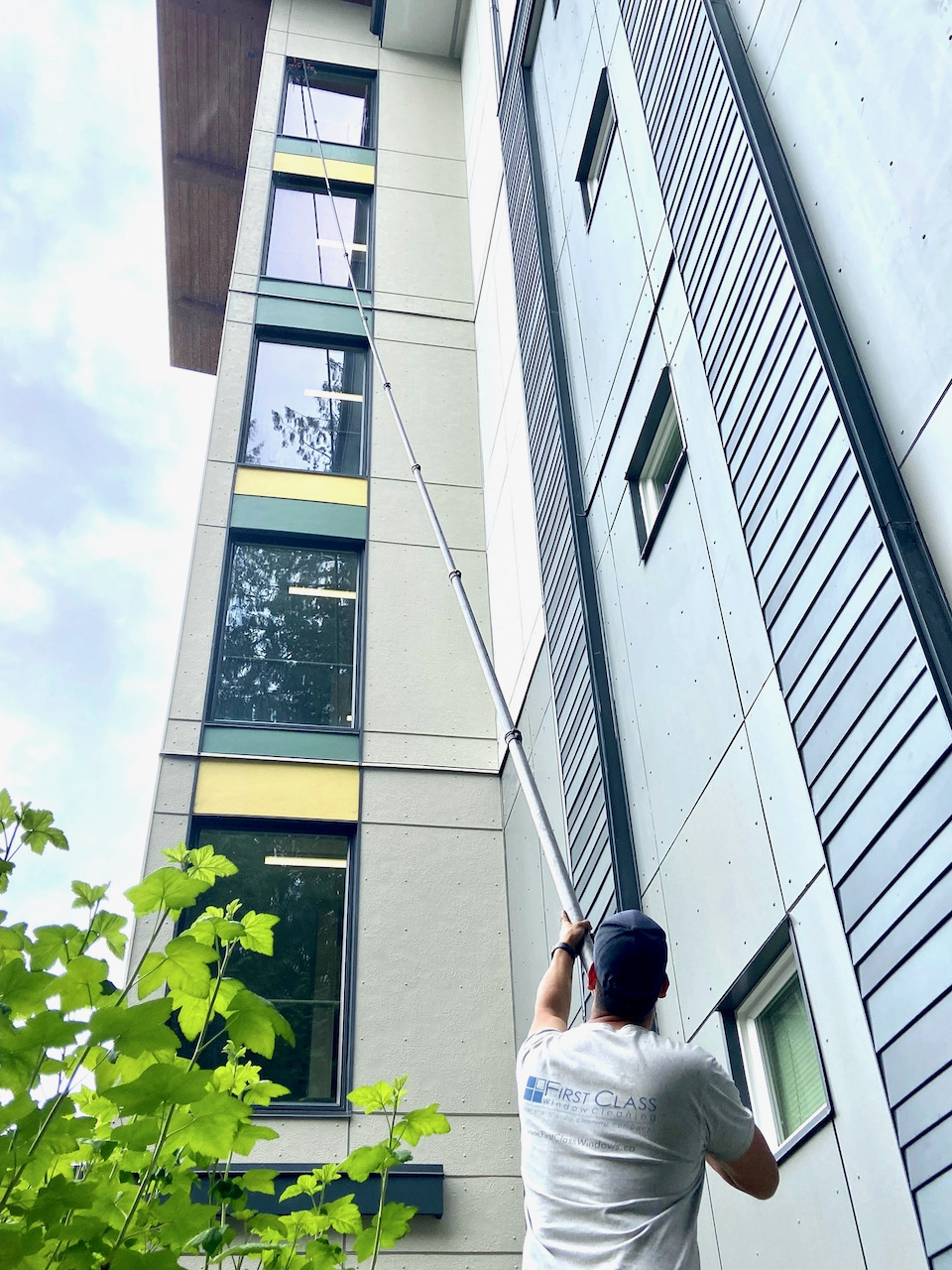 Water fed pole window cleaning up to 6 stories - First Class Window ...